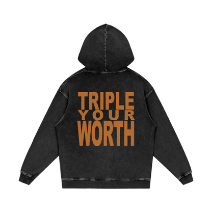 Triple Your Worth Snow Washed Loose Cotton Hoodie | Official NIL Merch